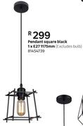Pendant Square Black 1 x E27 1175mm (Excludes Blub) 81454739