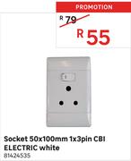 CBI Electric Socket 50x100mm 1 x 3Pin (White) 81424535