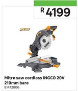 Ingco Mitre Saw Cordless 20V 210mm Bare 81472806