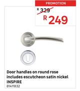 Inspire Door Handles On Round Rose (Includes Escutcheon) Satin Nickel 81411832
