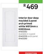 2 Panel Arch Primed White Deep Moulded Interior Door-W813mm x H2032mm