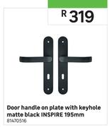 Inspire Door Handle On Plate With Keyhole (Matte Black) 195mm 81470516