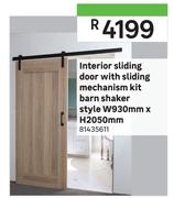 Interior Styling Door With Sliding Mechanism Kit Barn Shaker Style-W930mm x H2050mm