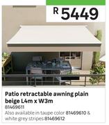 Patio Retractable Awning Plain Beige L4m x W3m