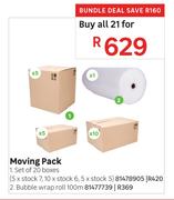 Moving Pack Bubble Wrap Roll 100m, Set Of 20 Boxes (5xStock7, 10xStock 6, 5xStock 5)-For All
