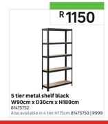 5 Tier Metal Shelf (Black) 81475752-W90cm x D30cm x H180cm