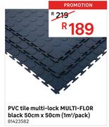 Multi Flor PVC Tile Multi Lock Black (1Sqm/ Pack) 81423582-50cm x 50cm