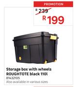 Roughtote 110L Black Storage Box With Wheels 81432105