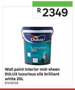 Dulux Luxurious Silk Brilliant White Mid Sheen Interior Wall Paint 81416456-20L