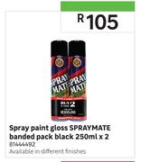 Spraymate Gloss Black Spray Paint Banded Pack 81444492-2 x 250ml