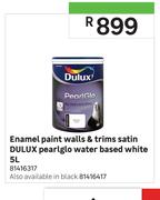 Dulux Pearlglo Water Based Walls & Trims Satin White Enamel Paint 81416317-5L