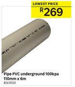 PVC Pipe Underground 100kpa 81411531-110mm x 6m