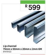 Lip Channel 6m-75mm x 50mm x 20mm x 2mm