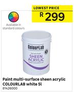 Colour Lab 5L White Paint Multi Surface Sheen Acrylic