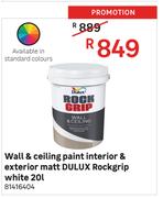 Dulux 20L Rockgrip White Interior & Exterior Matt Wall & Ceiling Paint