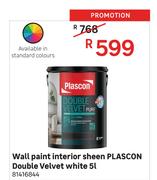 Plascon 5L Double Velvet White Wall Paint Interior Sheen