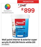 Plascon 20L Polvin White Super Acrylic Wall Paint (Interior & Exterior)