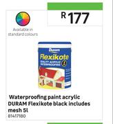 Duram 5L Flexikote Black Including Mesh Paint Acrylic Waterproofing