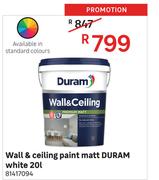 Duram 20L White Paint Matt Wall & Ceiling