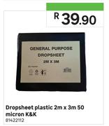 K & K 50 Micron Dropsheet 2m x 3m 