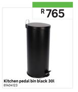 Kitchen Pedal Bin (Black) 30L