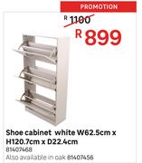 Shoe Cabinet (White) W62.5cm x H120.7cm x D22.4cm