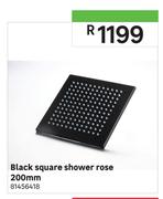 Black Square Shower Rose 200mm
