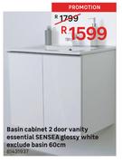 Sensea Glossy White Exclude Basin 60cm Vanity Essential 2 Door Basin Cabinet