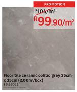 Floor Tile Ceramic Oolitic Grey 35cm x 35cm (2.00Sqm/Box)-Per Sqm