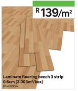 Laminate Flooring Beech 3 Strip 0.6cm (3.003Sqm/Box)-Per Sqm