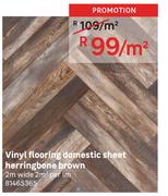 Vinyl Flooring Domestic Sheet Herringbone Brown-Per Sqm