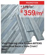 Artens Vinyl Flooring Click System Ocean Blue 94cm x 15cm (1.4 Sqm/Box)-Per Sqm
