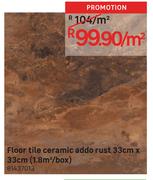 Floor Tile Ceramic Addo Rust 33cm x 33cm (1.8Sqm/Box)-Per Sqm