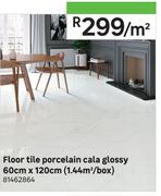 Floor Tile Porcelain Cala Glossy-60cm x 120cm (1.44 Sqm/Box)-Per Sqm