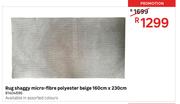 Rug Shaggy Micro Fibre Polyester Beige-160cm x 230cm