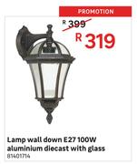 Lamp Wall Down E27 100W Aluminium Diecast With Glass