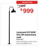 Lamp Post E27 60W IP44 2M Metal Black Matt