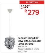 Pendant Lamp E27 60W D25.5cm Metal Lamia Chrome