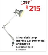 Inspire Metal And Plastic E27 60W Silver Desk Lamp