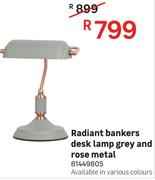 Radiant Bankers Desk Lamp Grey And Rose Metal