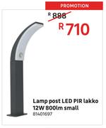 Lakko 12W 800lm Small LED PIR Lamp Post