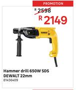 Dewalt 22mm SDS 650W Hammer Drill