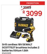 Dewalt DCD777S2T Brushless Includes 2 Batteries Lithium 1.5Ah 18V Cordless Drill