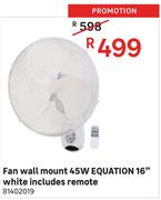 Equation 16" White Includes Remote 45W Wall Mount Fan