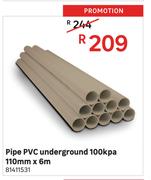 Pipe PVC Underground 100 Kpa-110mm x 6m