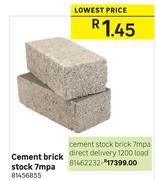 Cement Brick Stock 7MPA