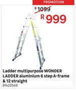 Wonder Aluminium 6 Step A Frame & 12 Straight Multipurpose Ladder