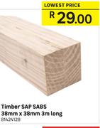 Timber SAP SABS 38mm x 38mm 3m Long