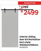 Interior Sliding Door Kit Manhattan Barn Style-W920 x H2100mm