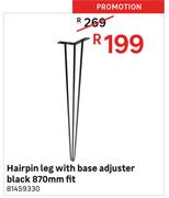 Hairpin Leg With Base Adjuster Black 870mm Fit